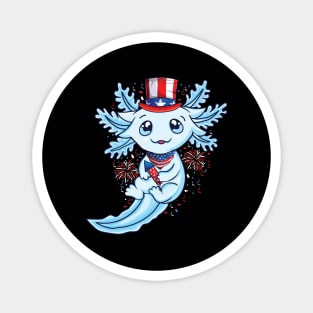 USA American Flag kawaii Axolotl American flag 4th of July Magnet